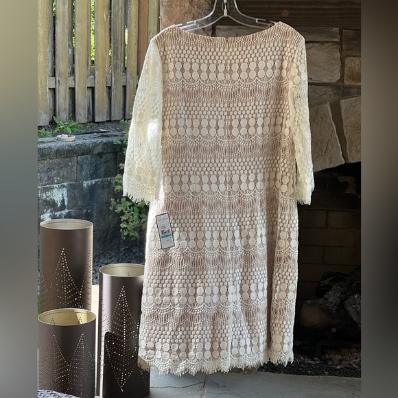 NWT Jessica Howard Lace Overlay Cream Dress Size 16 - Picture 5 of 9